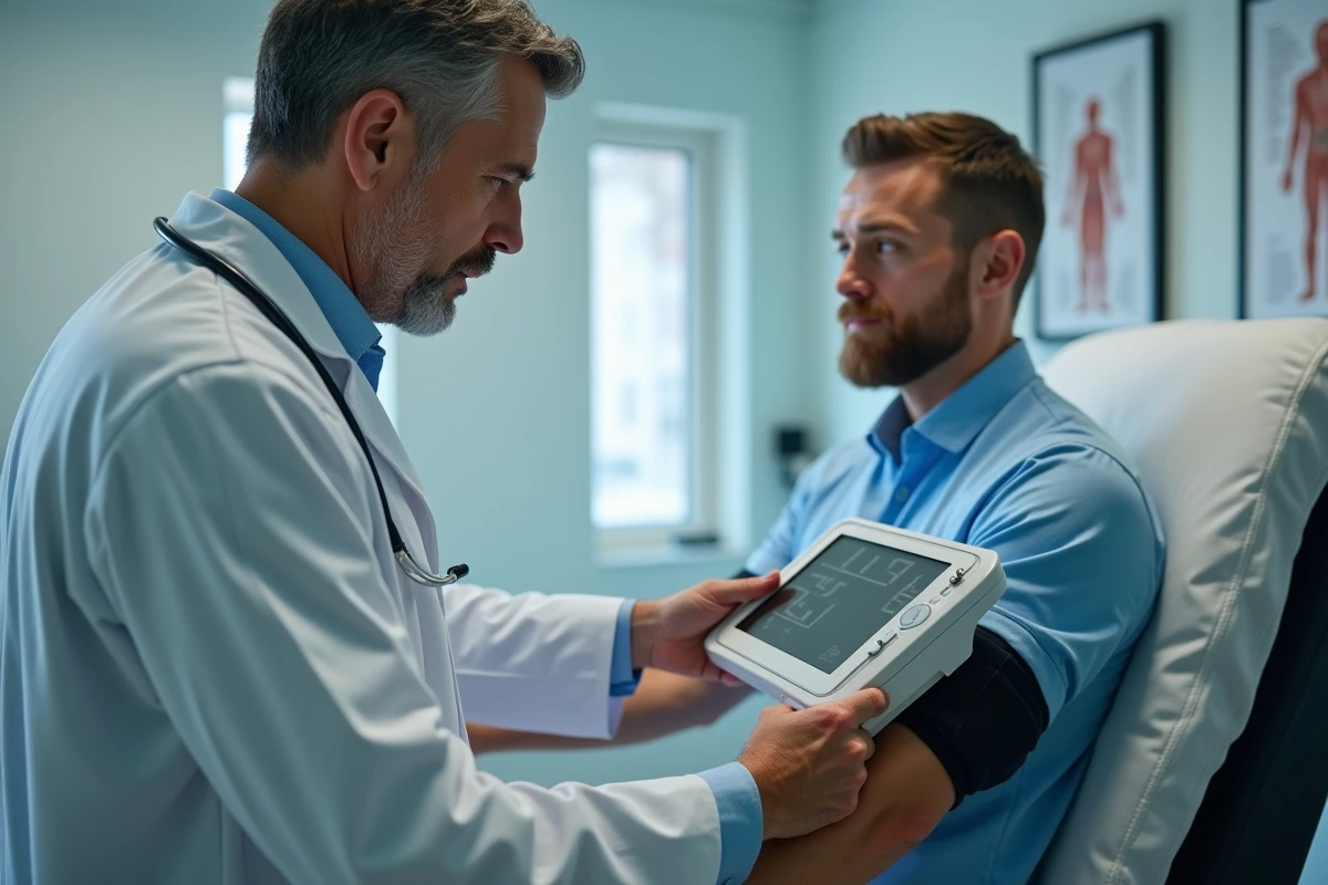 Médecin vérifiant la tension d