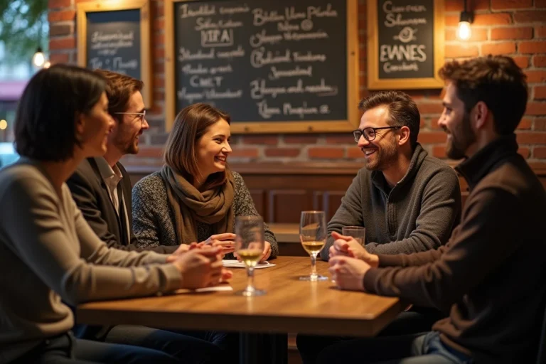 Groupe d amis à Paris partageant un repas convivial