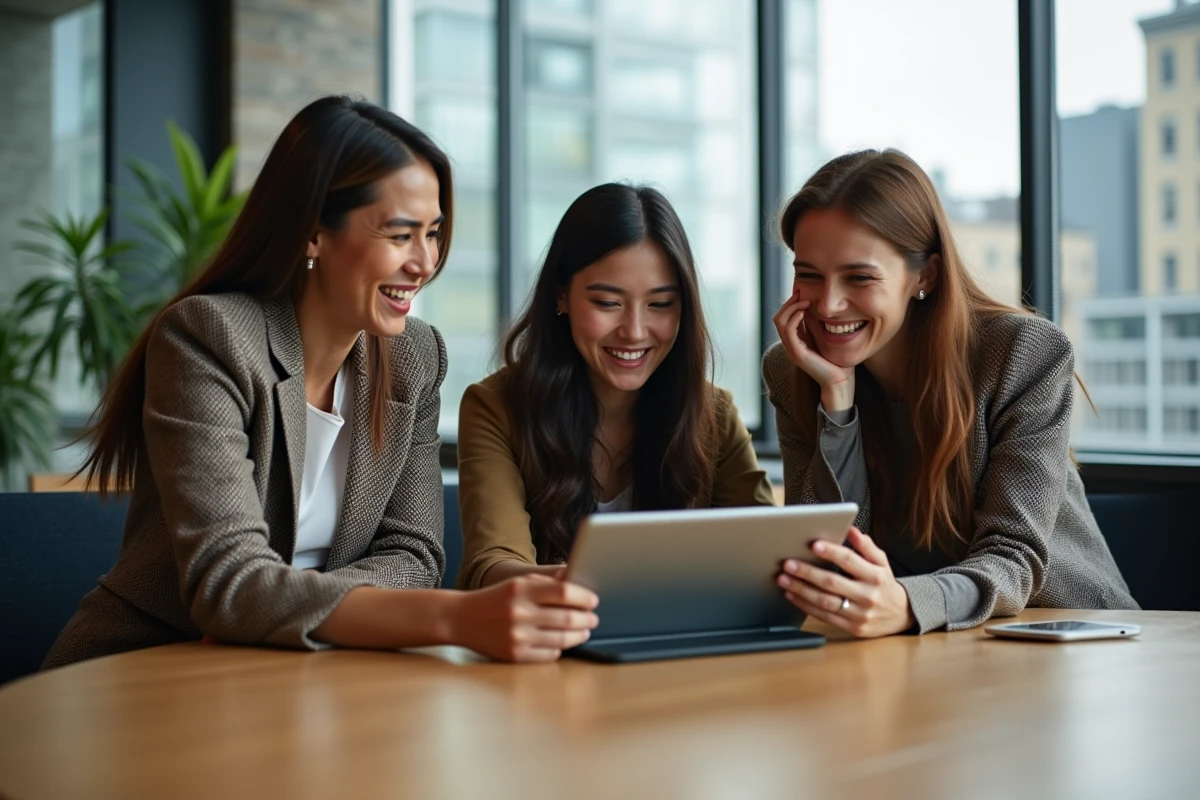 Groupe de professionnels discutant autour d