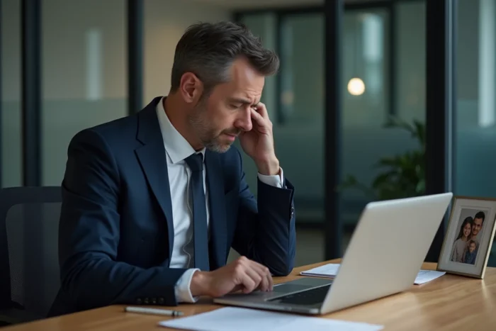 Homme d'affaires en costume dans un bureau moderne